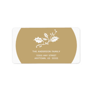 Kerstmis Holly op Goud Etiket