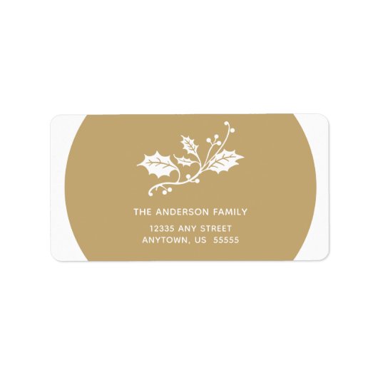 Kerstmis Holly op Goud Etiket (Voorkant)