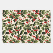 Kerstmis Holly op lichte achtergrond Inpakpapier Vel (Voorkant 2)