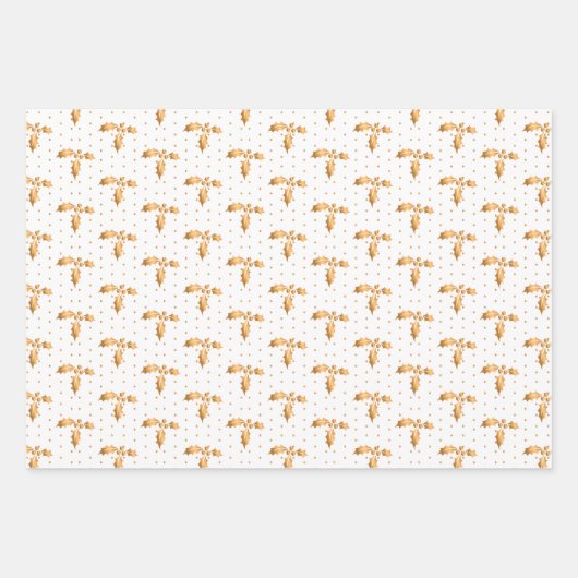 Kerstmis Holly op Rood, Zwart en Wit Inpakpapier Vel (Voorkant 3)