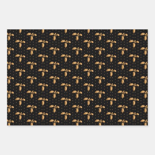 Kerstmis Holly op Rood, Zwart en Wit Inpakpapier Vel (Voorkant 2)