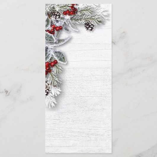 Kerstmis Holly Pine Kerstmis Vakantie Diner Menu (Achterkant)