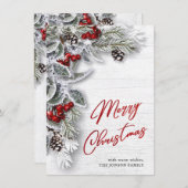 Kerstmis Holly Pine Rustic Holiday Greeting Card Feestdagenkaart (Voorkant / Achterkant)