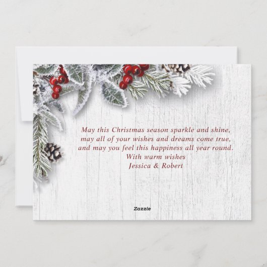 Kerstmis Holly Pine Rustic Holiday Greeting Card Feestdagenkaart (Achterkant)