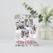 Kerstmis Holly Pine Rustic Photo Holiday Greep Briefkaart (Staand voorkant)