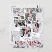 Kerstmis Holly Pine Rustic Photo Holiday Greep Briefkaart (Voorkant / Achterkant)