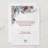 Kerstmis Holly Pine rustieke foto groet Feestdagenkaart (Achterkant)