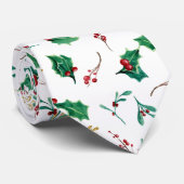 Kerstmis Holly Red Berry Foliage Gold Greenery Stropdas (Opgerold)