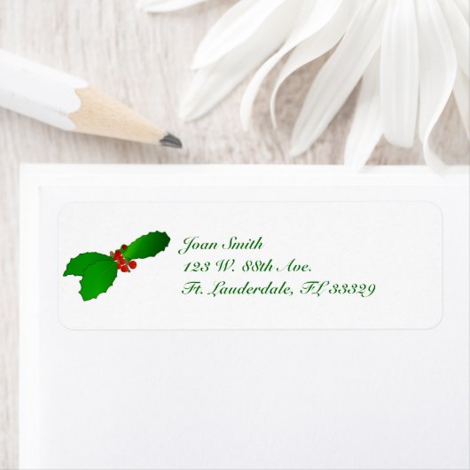 Kerstmis Holly Return-adreslabels Etiket (Insitu)