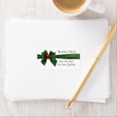 Kerstmis Holly Ribbon-adreslabel, aanpasbaar Etiket (Insitu)