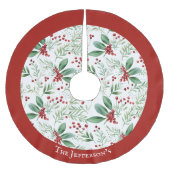 Kerstmis Holly Rode en Witte Familienaam Kerstboom Rok (Voorkant)