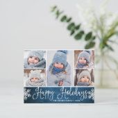 Kerstmis Holly Rustiek 5 FOTO Groet Vakantie Po Briefkaart (Staand voorkant)