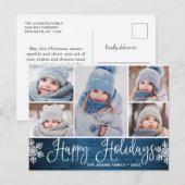 Kerstmis Holly Rustiek 5 FOTO Groet Vakantie Po Briefkaart (Voorkant / Achterkant)