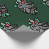 Kerstmis Holly Tiger Stripe Tabby Cat Xmas Cadeaupapier (Hoek)