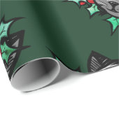 Kerstmis Holly Tiger Stripe Tabby Cat Xmas Cadeaupapier (Rol Hoek)