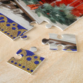 Kerstmis Holly Trein Winter Sneeuwkussen Legpuzzel (Zijkant)