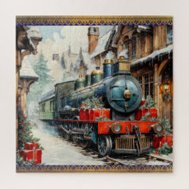 Kerstmis Holly Trein Winter Sneeuwkussen Legpuzzel