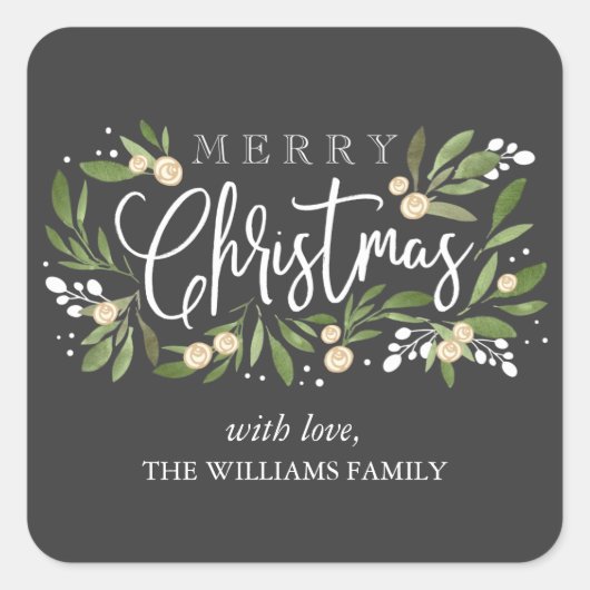 Kerstmis Holly - Vakantiger Vierkante Sticker (Voorkant)