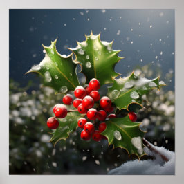 Kerstmis Holly Verbluffende Foto Poster