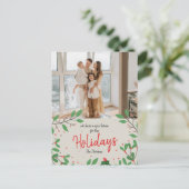 Kerstmis Holly We hebben Holiday Moving Photo Briefkaart (Staand voorkant)