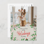 Kerstmis Holly We hebben Holiday Moving Photo Briefkaart (Voorkant / Achterkant)