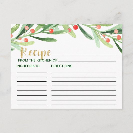 Kerstmis Holly Wreate Vrijgezellenfeest Recipe Kaa Briefkaart (Voorkant)