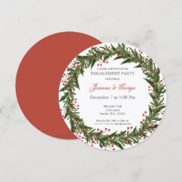 Kerstmis Holly Wreater Winter Engagement Party Kaart