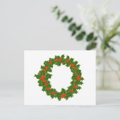 Kerstmis Holly Wreath Briefkaart (Staand voorkant)