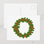 Kerstmis Holly Wreath Briefkaart (Voorkant / Achterkant)