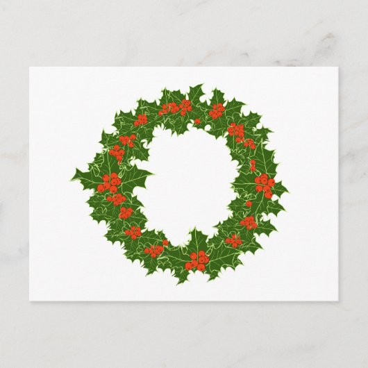 Kerstmis Holly Wreath Briefkaart (Voorkant)