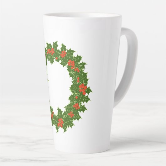 Kerstmis Holly Wreath Coffee Mok (Rechterhoek)