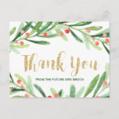 Kerstmis Holly Wreath Dank je Briefkaart (Voorkant)