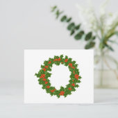 Kerstmis Holly Wreath Feestdagenkaart (Staand voorkant)