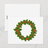 Kerstmis Holly Wreath Feestdagenkaart (Voorkant / Achterkant)