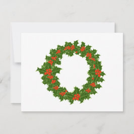 Kerstmis Holly Wreath Feestdagenkaart