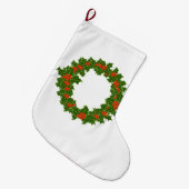 Kerstmis Holly Wreath Grote Kerstsok (Voorkant (Hangend))