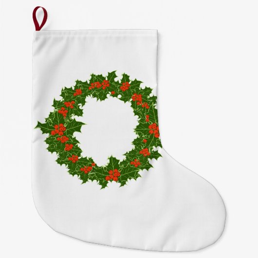 Kerstmis Holly Wreath Grote Kerstsok (Voorkant)