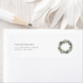 Kerstmis Holly Wreath Holiday Return Address 2 Etiket (Insitu)