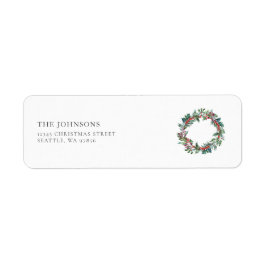 Kerstmis Holly Wreath Holiday Return Address 2 Etiket
