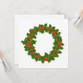 Kerstmis Holly Wreath Kaart (Voorkant / Achterkant in situ)