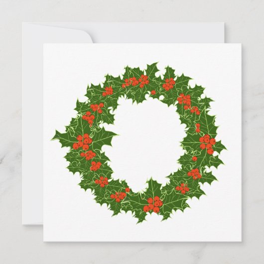 Kerstmis Holly Wreath Kaart (Voorkant)