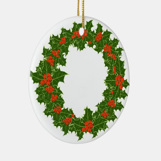 Kerstmis Holly Wreath Keramisch Ornament (Rechts)