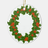 Kerstmis Holly Wreath Keramisch Ornament (Links)