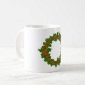Kerstmis Holly Wreath Koffiemok (Voorkant links)