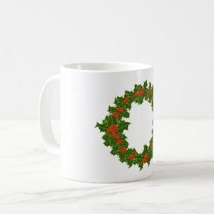 Kerstmis Holly Wreath Koffiemok
