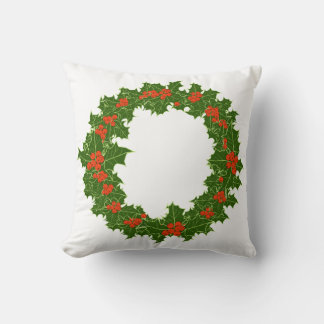 Kerstmis Holly Wreath Kussen