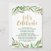 Kerstmis Holly Wreath Laten we vieren Kaart (Voorkant)