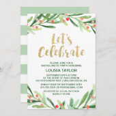 Kerstmis Holly Wreath Laten we vieren Kaart (Voorkant / Achterkant)