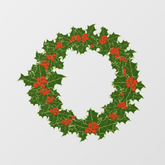 Kerstmis Holly Wreath Raamsticker (Vel)