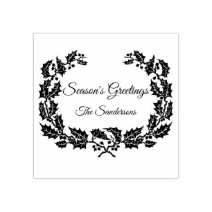 Kerstmis Holly Wreath Season's Custom Rubberstempel